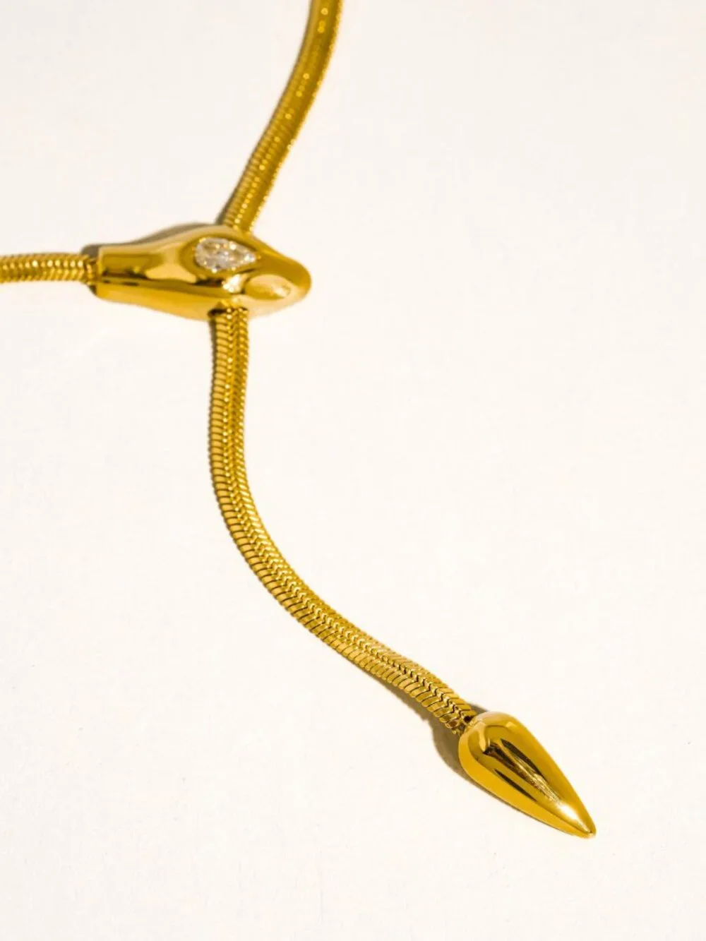 18k Gold Non-tarnish Serpent Y Lariat Necklace